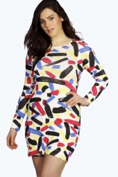 SALE - Taylor Printed Shift suknelė ilgomis rankovėmis